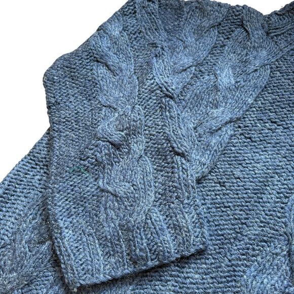 Revolve Something Navy Cableknit Turtleneck Chunky Blue Cable Knit Sweater SZ M - Picture 7 of 10